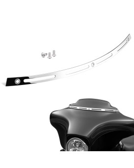 PBYMT Polished Stainless Slotted Batwing Windshield Trim Chrome Compatible for Harley Tri Electra Street Glide Ultra Limited 1996-2013