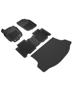 KIWI MASTER Floor Mats & Cargo Mat Set Compatible for 2013-2018 Toyota RAV4 Accessories All Weather Mat Front & 2nd 2 Row Seat & Trunk TPE Slush Liners Black (Non-Hybrid)