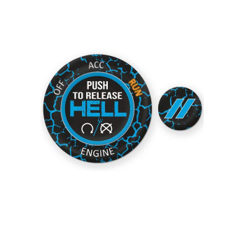 TOOLEPIC for Dodge Ram 1500 Challenger Charger Durango Accessories 2015-2024 - Engine Start Stop Button Overlay Baby Blue Sticker Emblem - Push to Release Hell Badge Unique Style - Perfect for Decals