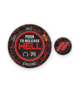 TOOLEPIC for Dodge Ram 1500 Challenger Charger Durango Accessories 2015-2024 - Engine Cover Start Stop Button Overlay Ruby Red Sticker Emblem - Push to Release Hell Badge Style - Perfect for Decals