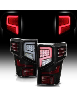 ACANII - For [OEM Non-LED Model Only] 2016-2021 Nissan Titan Titan XD Black LED Tube Tail Lights Brake Lamps Pair Set