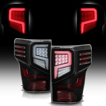 ACANII - For [OEM Non-LED Model Only] 2016-2021 Nissan Titan Titan XD Black LED Tube Tail Lights Brake Lamps Pair Set