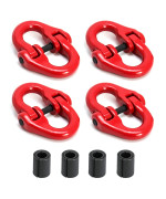 QWORK G80 Alloy Steel Hammerlock Coupling Link Connecting Link, 3/8, Red Painted, 7100 lbs Working Load Limit, 4 Pack