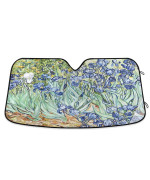 senya Car Windshield Sunshade Irises Vincent Van Gogh Pattern, Blocks Sun Visor Protector Foldable Sun Shield Keep Your Vehicle Cool, Fits Windshields of Most Sizes