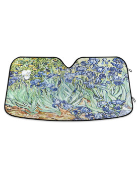 senya Car Windshield Sunshade Irises Vincent Van Gogh Pattern, Blocks Sun Visor Protector Foldable Sun Shield Keep Your Vehicle Cool, Fits Windshields of Most Sizes