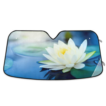 senya Car Windshield Sunshade Beautiful Lotus Flower Pattern, Blocks Sun Visor Protector Foldable Sun Shield Keep Your Vehicle Cool, Fits Windshields of Most Sizes