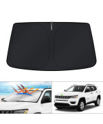 KUST Windshield Sun Shade for 2017-2024 Jeep Compass Accessories Window Sunshade Foldable Window Sun Visor Cover Blocks UV Rays Keep Your Car Cooler