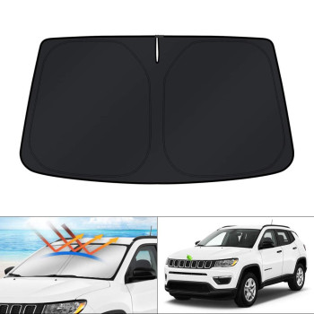 KUST Windshield Sun Shade for 2017-2024 Jeep Compass Accessories Window Sunshade Foldable Window Sun Visor Cover Blocks UV Rays Keep Your Car Cooler