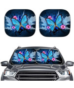 HUISEFOR Butterfly Windshield Sun Shade for Car SUV Trucks Minivan Vehicle Window Sunshade ,Blue Designs Sun Visor ,Flower Outdoor Travel Car Front Window Protective Shades,Car Decor Accessiores