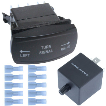 Rocker Turn Signal Switch and LED Flasher Relay Combo Kit (Horizontal)