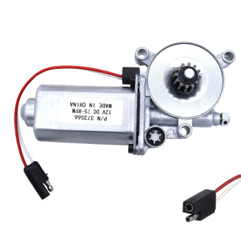 MOCW 373566 RV Power Awning Replacement Universal Motor 75-RPM 12-Volt DC with Single 2-Way Connector Power Awnings Compatible with Solera Power Awnings Motor