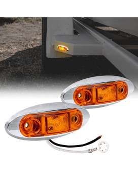 TRUE MODS 2pc 2.5 Amber LED Trailer Marker Light Kit w/Chrome Bezel [DOT FMVSS 108] [SAE P2] [Surface Mount] [Waterproof IP67] Side Marker Lights for Trailer Truck