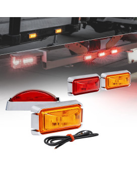 TRUE MODS 4pc 2.5 Amber + Red LED Trailer Marker Light w/Chrome Bezel [DOT FMVSS 108] [SAE P2PC] [Surface Mount] [Waterproof IP67] Marker Lights for Trailer Truck