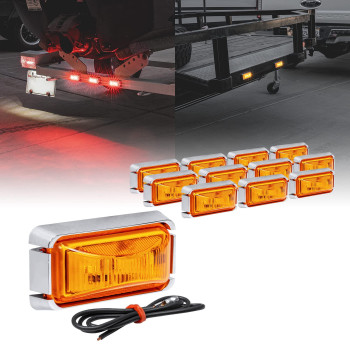 TRUE MODS 12pc 2.5 Amber LED Trailer Marker Light w/Chrome Bezel [DOT FMVSS 108] [SAE P2PC] [Surface Mount] [Waterproof IP67] Side Marker Lights for Trailer Truck