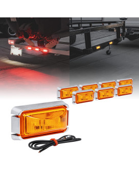 TRUE MODS 8pc 2.5 2.5 Amber LED Trailer Marker Light w/Chrome Bezel [DOT FMVSS 108] [SAE P2PC] [Surface Mount] [Waterproof IP67] Side Marker Lights for Trailer Truck