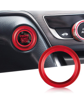 TOMALL Aluminum Engine Start Stop Push Button Cover Trim Compatible with Honda Accord Sedan Sport EX EX-L LX 2018-2022 Car Engine Ignition Start Button Cap Surrounding Trim Ring Decoration (Red)