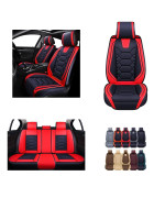 OASIS AUTO Car Seat Covers Accessories Full Set Premium Nappa Leather Cushion Protector Universal Fit for Most Cars SUV Pick-up Truck, Automotive Vehicle Auto Interior D