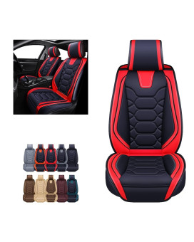OASIS AUTO Car Seat Covers Accessories 2 Pieces Front Premium Nappa Leather Cushion Protector Universal Fit for Most Cars SUV Pick-up Truck, Automotive Vehicle Auto Interior D