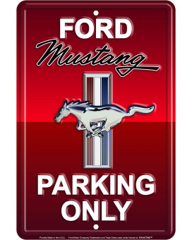 Hangtime Ford Mustang Parking Only Sign (Aluminum, Rapid Red)