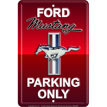 Hangtime Ford Mustang Parking Only Sign (Aluminum, Rapid Red)