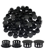 Suiwotin 60PCS 16mm (5/8) Black Hole Plugs Plastic Flush Type Hole Plugs Snap in Locking Hole Tube, Furniture Fencing Post Pipe Insert End Caps (Black)