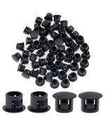 Suiwotin 60PCS 8mm (5/16) Black Hole Plugs Plastic Flush Type Hole Plugs Snap in Locking Hole Tube, Furniture Fencing Post Pipe Insert End Caps (Black)