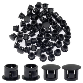 Suiwotin 60PCS 8mm (5/16) Black Hole Plugs Plastic Flush Type Hole Plugs Snap in Locking Hole Tube, Furniture Fencing Post Pipe Insert End Caps (Black)