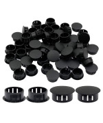 Suiwotin 60PCS 22mm (0.87) Black Hole Plugs Plastic Flush Type Hole Plugs Snap in Locking Hole Tube, Furniture Fencing Post Pipe Insert End Caps (Black)