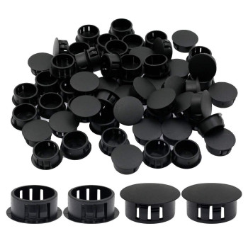 Suiwotin 60PCS 22mm (0.87) Black Hole Plugs Plastic Flush Type Hole Plugs Snap in Locking Hole Tube, Furniture Fencing Post Pipe Insert End Caps (Black)