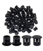 Suiwotin 60PCS 6mm (1/4) Black Hole Plugs Plastic Flush Type Hole Plugs Snap in Locking Hole Tube, Furniture Fencing Post Pipe Insert End Caps (Black)