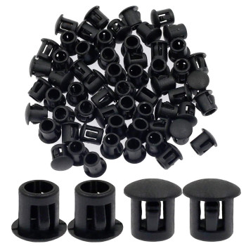 Suiwotin 60PCS 6mm (1/4) Black Hole Plugs Plastic Flush Type Hole Plugs Snap in Locking Hole Tube, Furniture Fencing Post Pipe Insert End Caps (Black)