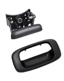 HHCSOP Tailgate Handle and Bezel Trim for 1999 2000 2001 2002 2003 2004 2005 2006 2007 Chevy Silverado GMC Sierra 1500 HD 2500 3500 Rear Hatch Latch Handle, OE 15228539 15997911