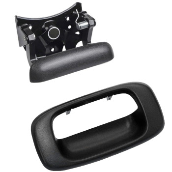 HHCSOP Tailgate Handle and Bezel Trim for 1999 2000 2001 2002 2003 2004 2005 2006 2007 Chevy Silverado GMC Sierra 1500 HD 2500 3500 Rear Hatch Latch Handle, OE 15228539 15997911