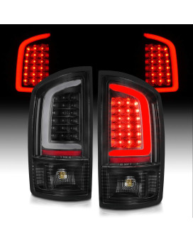 AmeriLite for 2002-2006 Dodge Ram 1500 2003-06 Ram 2500 3500 Pickup Black C-Type LED Tube Replacement Tail Lights Brake Lamps Pair - Driver and Passenger Side