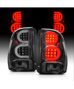 AmeriLite for 2002-2009 Chevy Trailblazer/EXT Clear Black C-Type LED Tube Tail Lights Brake Lamps Pair - Driver and Passenger Side