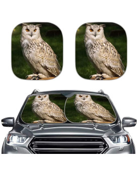 Dellukee 2 Pieces Auto Front Windshield Sun Shade Owl Print Car Window Sun Shade Blocks UV Rays Sun Visor Protector Keep Your Vehicle Cool