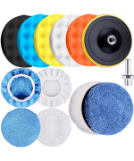 SIQUK 13 Pieces Buffing Pads 6 Inch Car Polishing Pad Kit Foam Polish Pads Wax Buffer Polisher Attachment for Drill