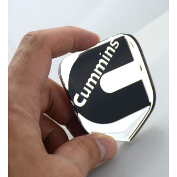 1x Head Cummins Emblems Logo 3D Front Badge Nameplate Decal Sticker Replacement for Cummins (Chrome Black)