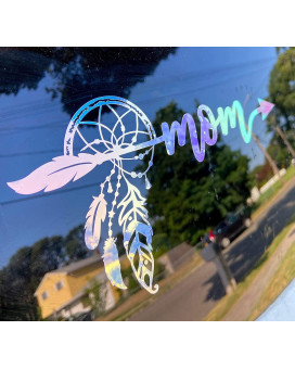 Fprqlyze Fprqlyze Boho Decal for Mom, Dreamcatcher Decal, Holographic Vinyl Decal, Boho Mom Sticker for Car Window - 7 inch