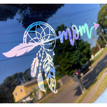 Fprqlyze Fprqlyze Boho Decal for Mom, Dreamcatcher Decal, Holographic Vinyl Decal, Boho Mom Sticker for Car Window - 7 inch