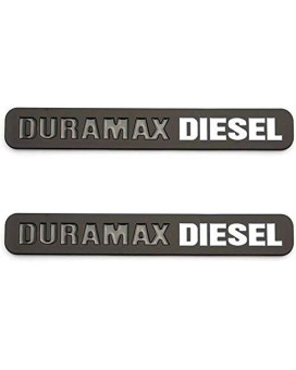 PAIR DURAMAX DIESEL EMBLEM 3D DOOR HOOD FENDER TAILGATE BADGES NAMEPLATE LETTER REPLACEMENT FOR SILVERADO SIERRA TRUCK ((White Black))