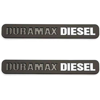 PAIR DURAMAX DIESEL EMBLEM 3D DOOR HOOD FENDER TAILGATE BADGES NAMEPLATE LETTER REPLACEMENT FOR SILVERADO SIERRA TRUCK ((White Black))