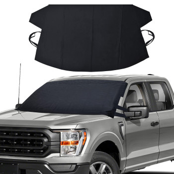 EcoNour Windshield Cover for Ice and Snow Enhanced 600D Oxford Fabric Windshield Frost Cover for Any Weather Water, Heat & Sag-Proof Car Windshield Snow Cover XL (74 x 43 Inches)