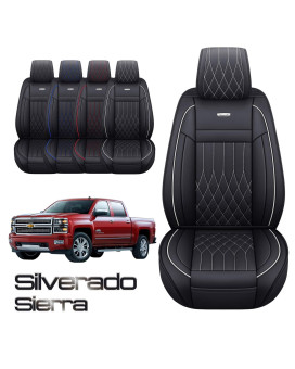 Aierxuan customized for chevrolet chevy Silverado gMc Sierra car Seat covers Front Pair with Waterproof Faux Leather 2007-2023 150025003500HD crew,Double,Extended cab Pickup Truck Black and White