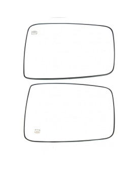 For Ram 1500/2500 2011-2018 Mirror Glass Driver and Passenger Side Pair Heated w/Backing Plate All Cab Types Flat Glass Type Replacement For 68079363AA, 68079362AA CH1324117, CH1325117