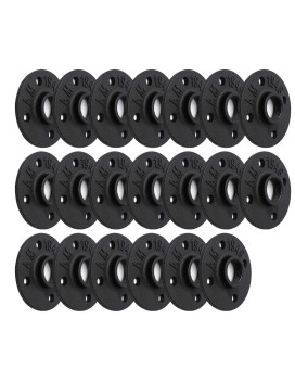 12 Black Painted Floor Flange, Home TZH 20 Pack 4 Bolts Iron Pipe Flange with Threaded Hole for Industrial vintage style for DIY ProjectFurnitureShelving Decoration (20, 12 Inch Black)