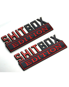 2Pc Big Size SHITBOX Edition Emblem 3D Badge Nameplate Decal Stickers Replacement for GMC Chevy Silverado 150 250 350 Car Truck (Red Black)