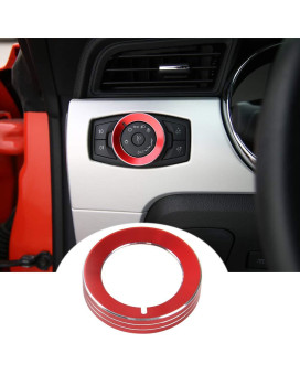 RT-TCZ for F150 Headlight Switch Knob Ring Trim Cover for Ford F150 Mustang 2015-2020 Red Interior Accessories