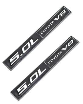 Metal Chrome RED & Black 5.0L Coyote V8 Fender Emblems NAMEPLATE Badges Compatible with Coyote (Chrome Black)