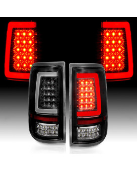 AmeriLite for 2004-2008 Ford F150 Styleside [Full LED] Black C-Type Tube Tail Lights Pair - Driver and Passenger Side